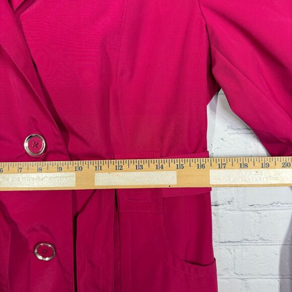 London Fog Trench Coat Womens Large Hot Pink Lined Classic Retro Longline Jacket - Picture 14 of 14